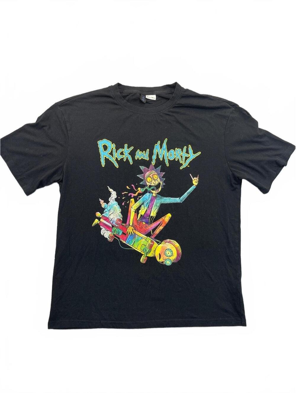 Rick and Morty Skateboard Graphic T-Shirt Black Adult XL